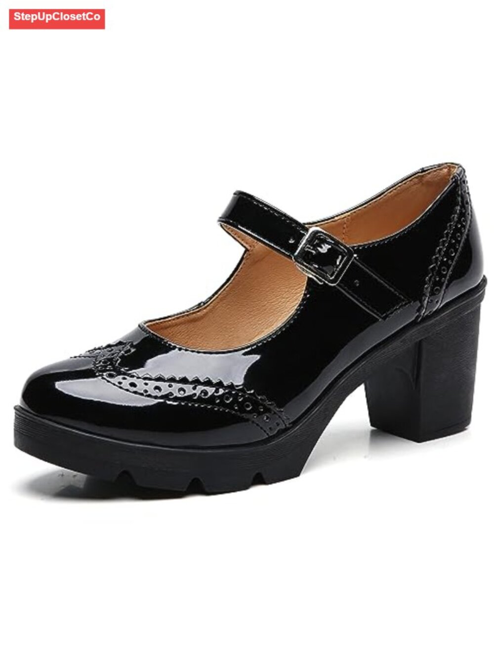 Women's Chunky Block Heel Mary Jane Pumps Closed Toe Work Dress Shoes